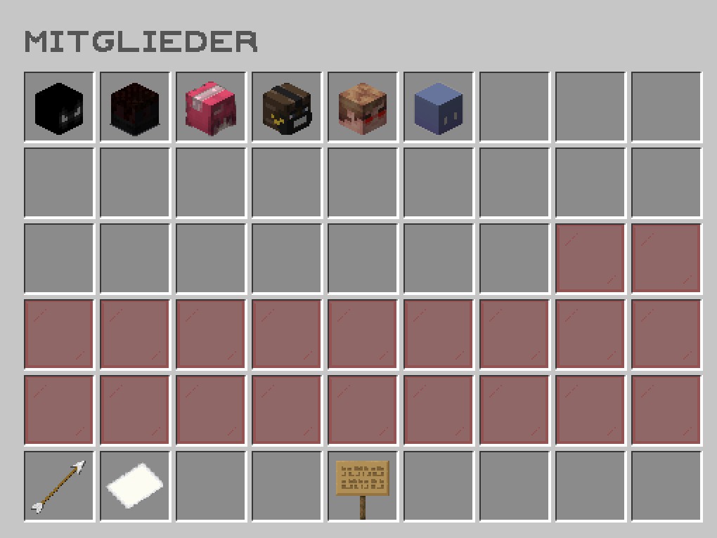 Screenshot vom Server: das Mitglieder-Menü eines Clans mit den Köpfen von sechs Mitgliedern